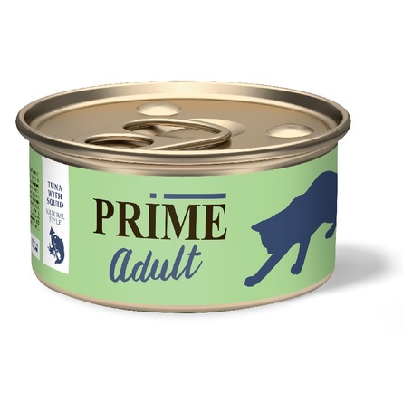 Prime Тунец с кальмаром в собственном соку для кошек, 70 гр - фото 1