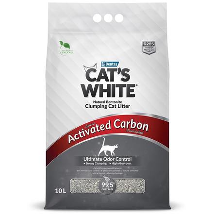 CAT'S WHITE Activated Carbon Комкующийся наполнитель для кошек, с активированным углем – интернет-магазин Ле’Муррр