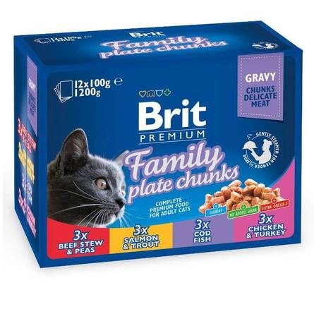 Brit Premium Family Plate Jelly Набор паучей для кошек 