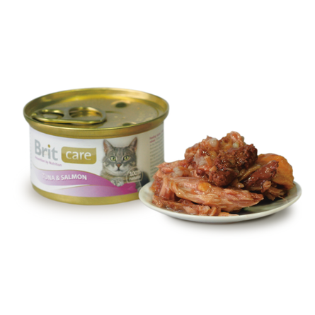 Brit Care Cat Tuna&Salmon Кусочки филе в соусе для взрослых кошек (с тунцом и лососем), 80 гр - фото 1