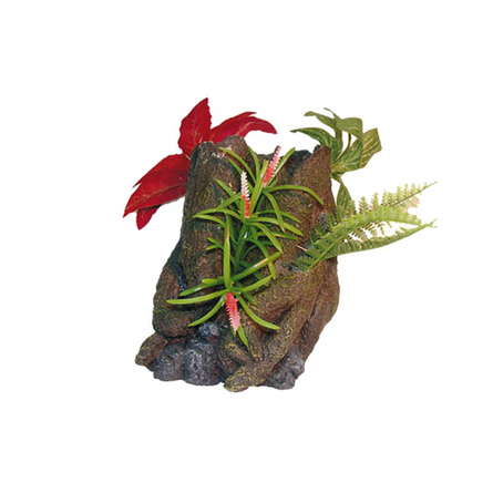 N1 Грот Коряга с растениями и цветами, 13,5х13х21 см - фото 1