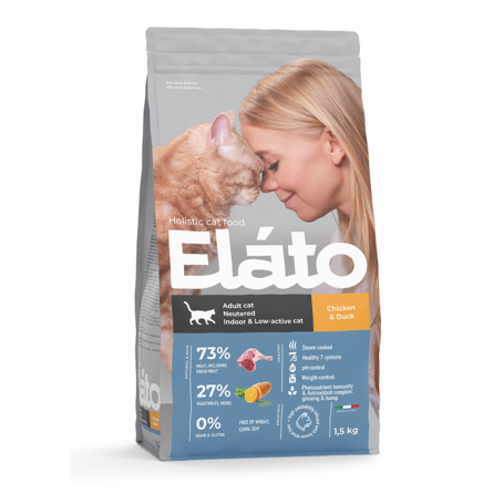 Elato Holistic Neutered&Low-Active Сухой корм для стерилизованных кошек, курица с уткой – интернет-магазин Ле’Муррр