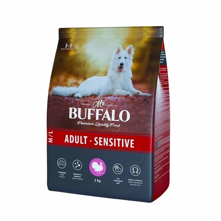Mr.Buffalo ADULT M/L SENSITIVE Сухой корм для собак средних и крупных пород, индейка, 2 кг - фото 1