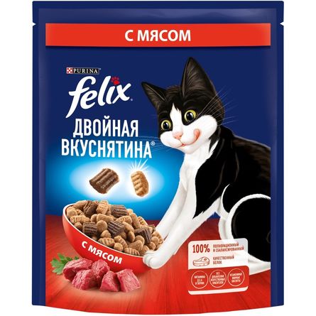 Купить FELIX Двойная Вкуснятина Сухой корм для кошек с мясом, 200 г за 104.00 ₽