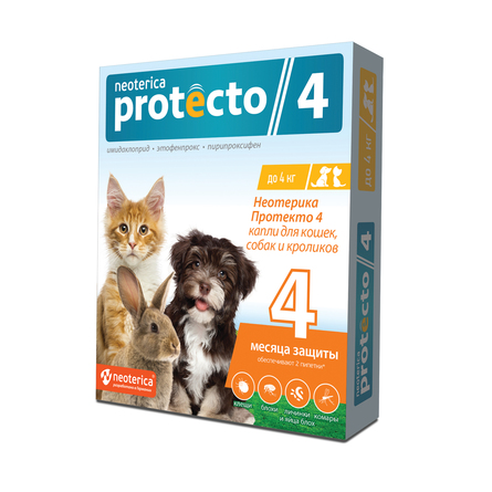 Neoterica Protecto Капли на холку для кошек, собак и кроликов до 4 кг - фото 1